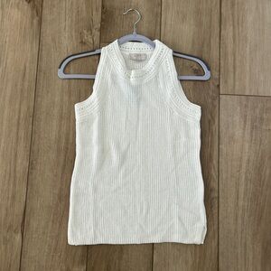 Loft sleeveless knit top in white/cream color.  Petite XXS.